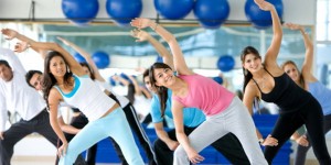 aerobics class in a gym